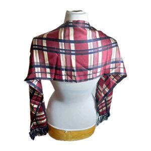 Vintage  Y2k DKNY Donna Karan New York Silk Scarf Frindge Plaid